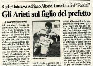 Scopri di più sull'articolo Gli Arieti sul figlio del prefetto (Il Messaggero, Rieti)