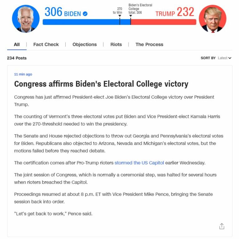 Scopri di più sull'articolo Il Congresso degli Stati Uniti d’America ha appena certificato i voti del…