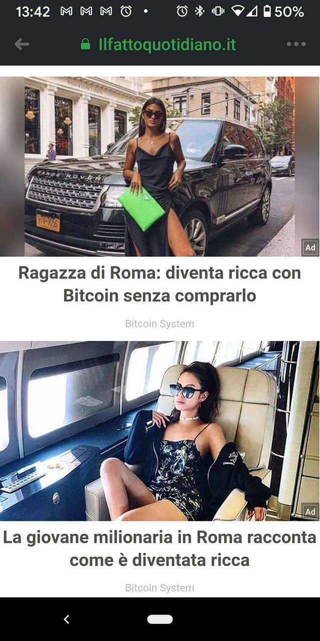 Scopri di più sull'articolo Queste sono le pubblicità contestuali che mi propone Il Fatto Quotidiano. Ma è…