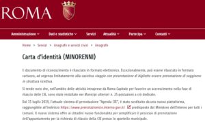 Scopri di più sull'articolo Richiesta Carta Identità Elettronica per minori. Riassunto: NON SI PUO…