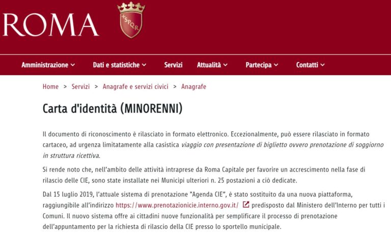 Scopri di più sull'articolo Richiesta Carta Identità Elettronica per minori. Riassunto: NON SI PUO…
