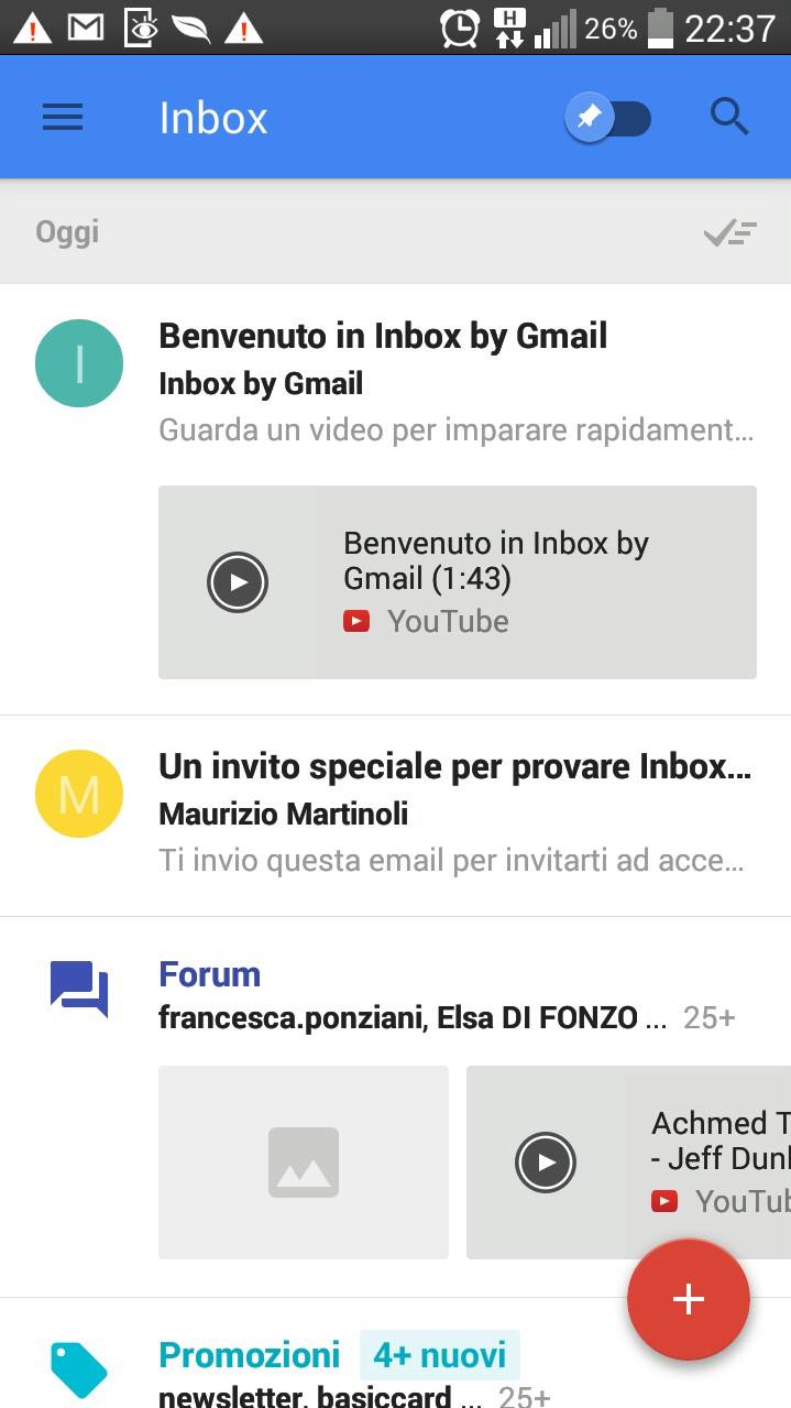 Scopri di più sull'articolo Grazie a Maurizio Martinoli ed al suo invito posso provare Inbox di Gmail…