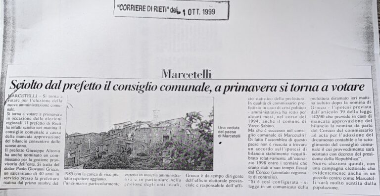 Scopri di più sull'articolo Sciolto dal prefetto il consiglio comunale, a primavera si torna a votare (Corriere di Rieti)