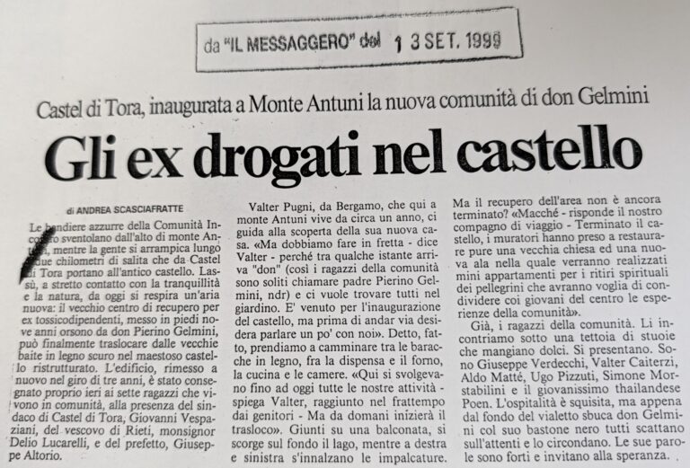 Scopri di più sull'articolo Gli ex drogati nel castello (Il Messaggero)