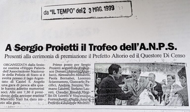 Scopri di più sull'articolo A Sergio Proietti il Trofeo dell’A.N.P.S. (Il Tempo)