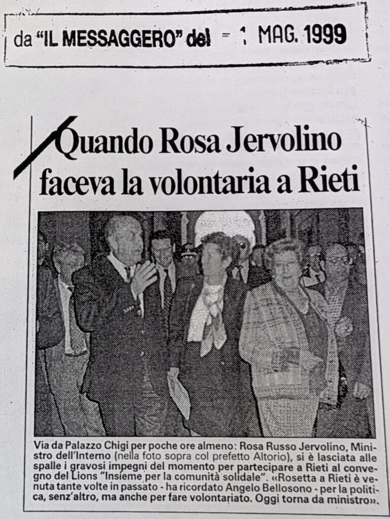 Scopri di più sull'articolo Quando Rosa Jervolino faceva la volontaria a Rieti (Il Messaggero)