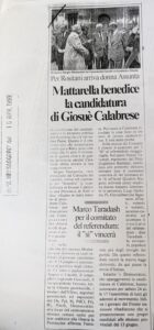 Scopri di più sull'articolo Mattarella benedice la candidatura di Giosuè Calabrese (Il Messaggero)