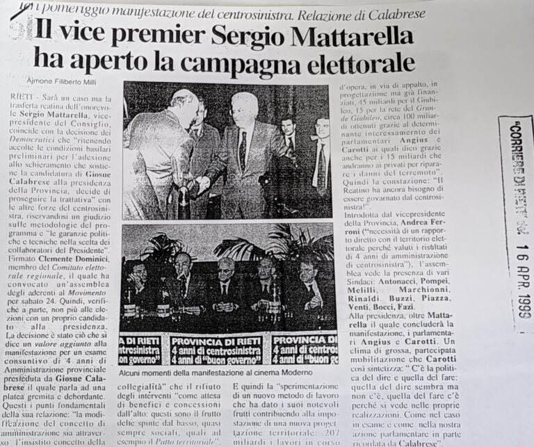 Scopri di più sull'articolo Il vice premier Sergio Mattarella ha aperto la campagna elettorale (Corriere di Rieti)