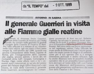 Scopri di più sull'articolo Il generale Guerrieri in visita alle Fiamme gialle reatine (Il Tempo)