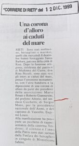 Scopri di più sull'articolo Una corona d’alloro ai caduti del mare (Corriere di Rieti)