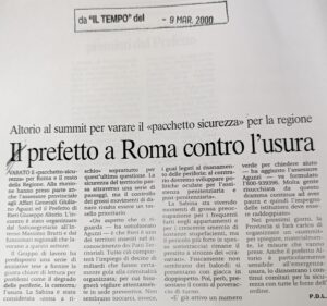 Scopri di più sull'articolo Il prefetto a Roma contro l’usura (Il Tempo)