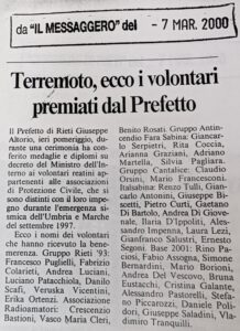 Scopri di più sull'articolo Terremoto, ecco i volontari premiati dal Prefetto (Il Messaggero)
