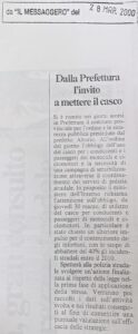 Scopri di più sull'articolo Dalla Prefettura l’invito a mettere il casco (Il Messaggero)