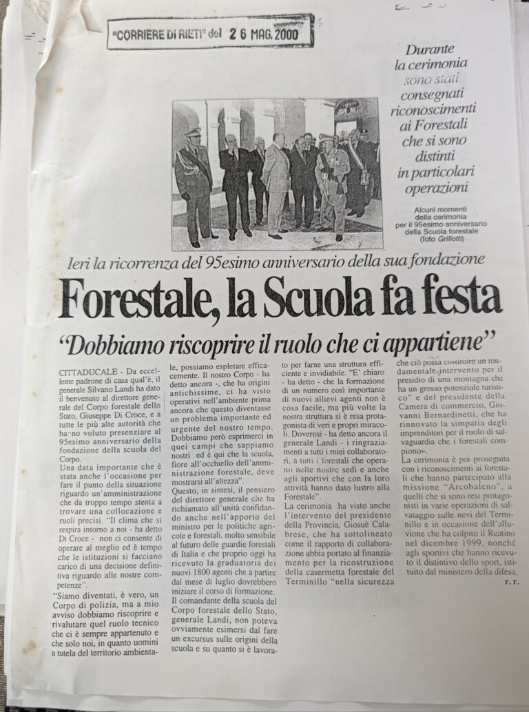 Scopri di più sull'articolo Forestale, la Scuola fa festa (Corriere di Rieti)