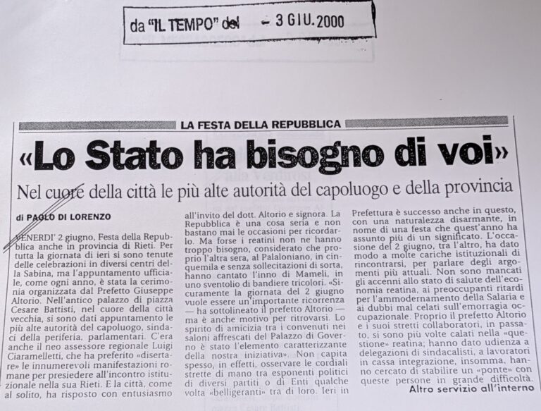 Scopri di più sull'articolo «Lo Stato ha bisogno di voi» (Il Tempo)