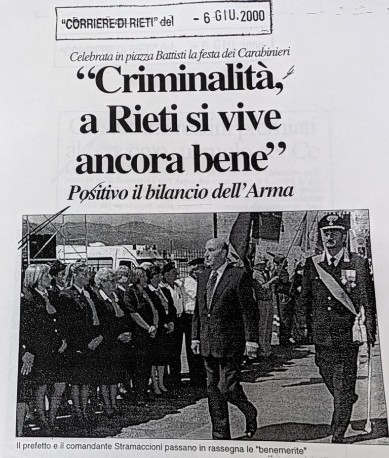 Scopri di più sull'articolo “Criminalità, a Rieti si vive ancora bene” (Corriere di Rieti)