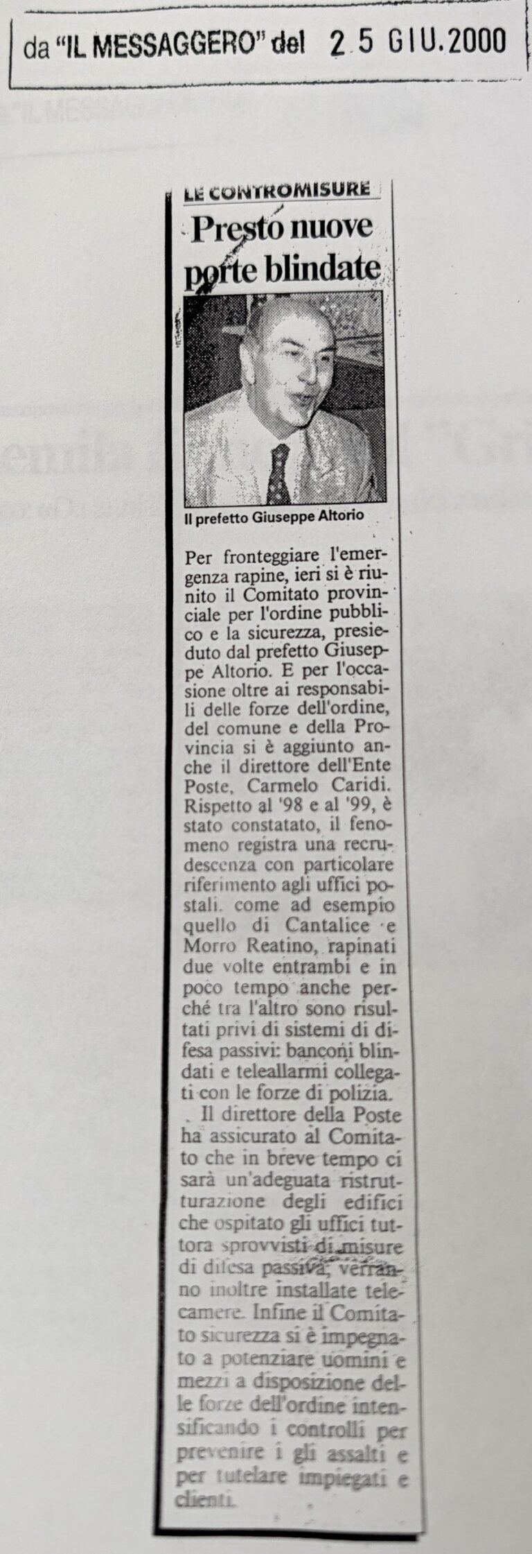 Scopri di più sull'articolo Presto nuove porte blindate (Il Messaggero)