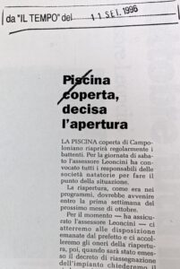 Scopri di più sull'articolo Piscina coperta, decisa l’apertura (Il Tempo)