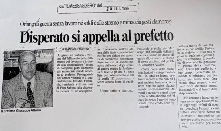 Scopri di più sull'articolo Disperato si appella al prefetto (Il Messaggero)