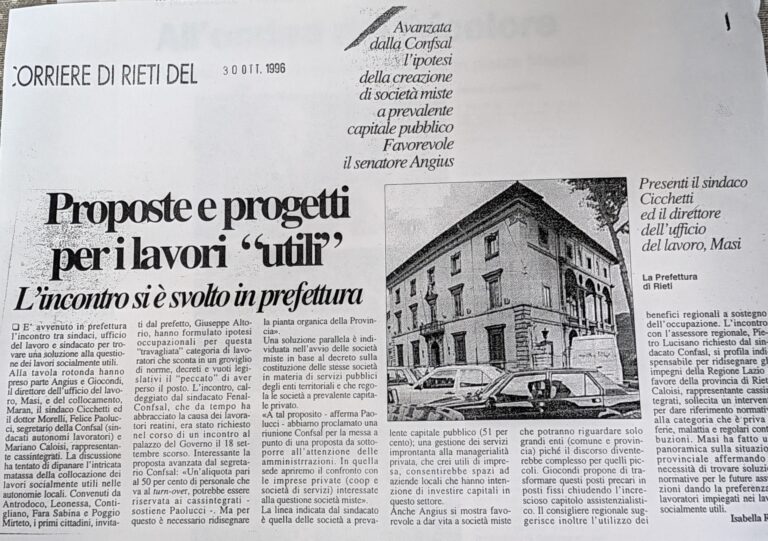 Scopri di più sull'articolo Proposte e progetti per i lavori “utili” (Corriere di Rieti)