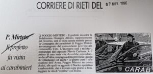 Scopri di più sull'articolo Il prefetto fa visita ai carabinieri (Corriere di Rieti)