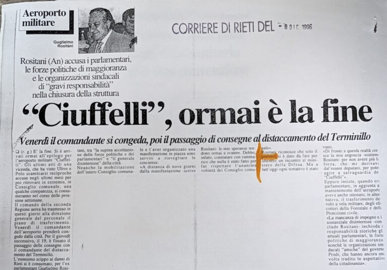 Scopri di più sull'articolo “Ciuffelli”, ormai è la fine (Corriere di Rieti)