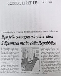 Scopri di più sull'articolo Il prefetto consegna a trenta reatini il diploma al merito della Repubblica (Corriere di Rieti)