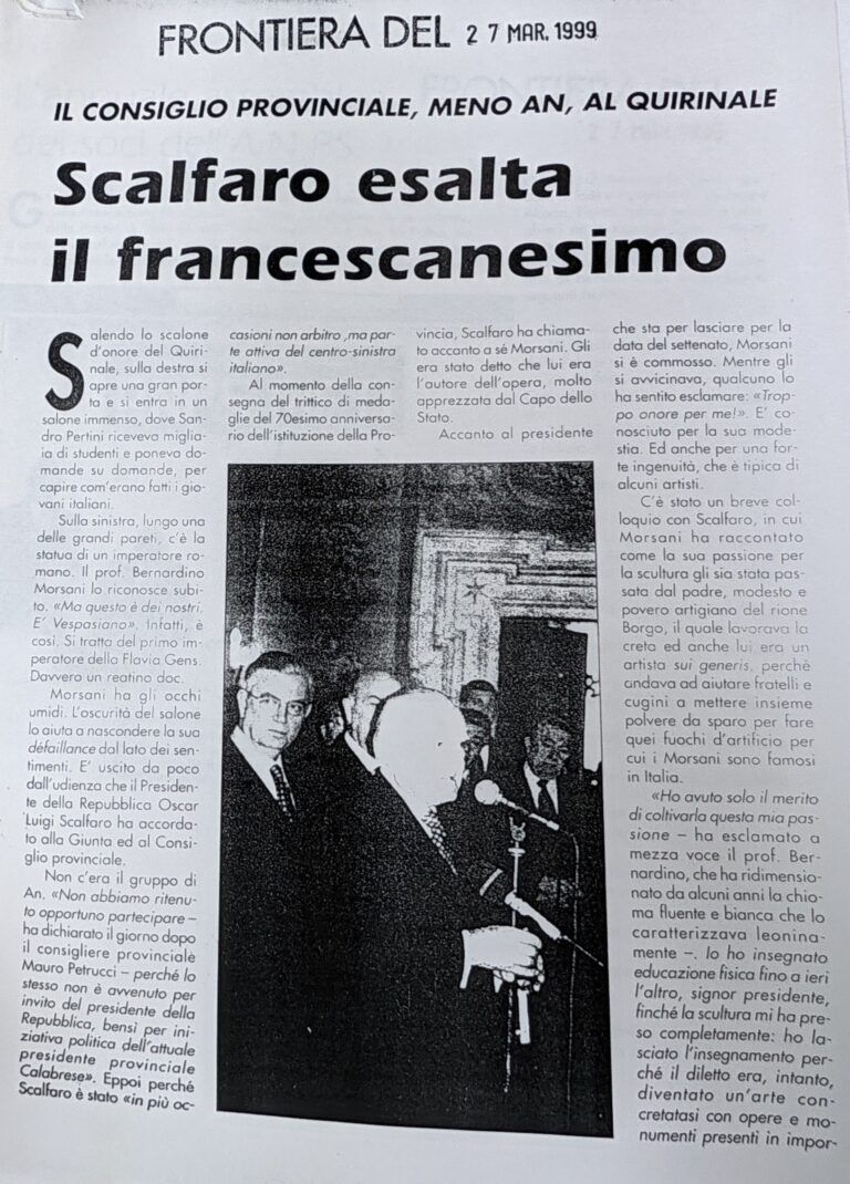 Scopri di più sull'articolo Scalfaro esalta il francescanesimo (Frontiera)