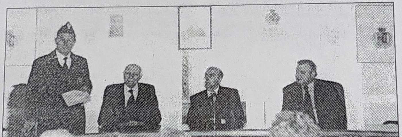 Nella foto da destra verso sinistra il questore di Rieti Americo Di Censo, il prefetto Giuseppe Altorio, Elvio Antico, già questore di Rieti e, mentre svolge la relazione, il presidente della sezione Anps di Rieti Ernesto Rocci.