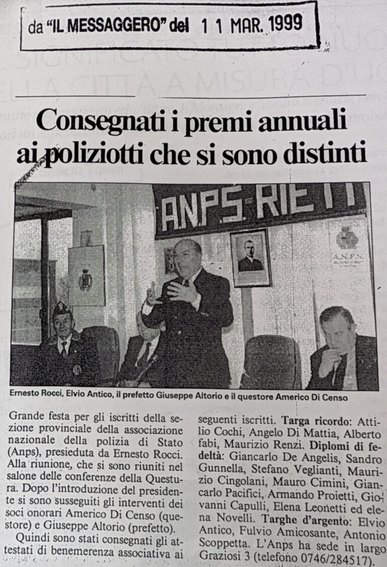 Scopri di più sull'articolo Consegnati i premi annuali ai poliziotti che si sono distinti (Il Messaggero)