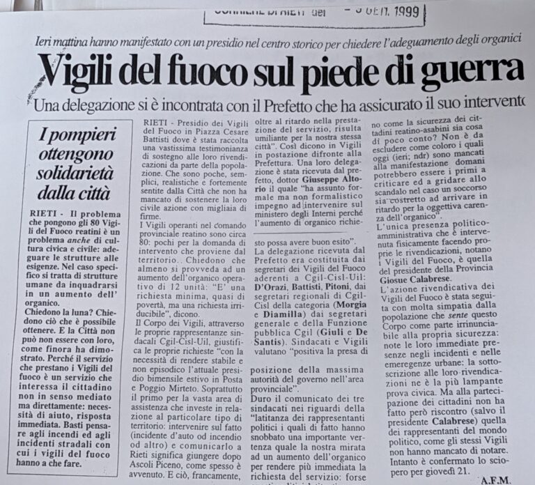 Scopri di più sull'articolo Vigili del fuoco sul piede di guerra (Corriere di Rieti)