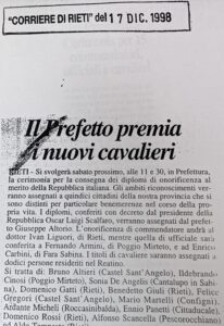 Scopri di più sull'articolo Il Prefetto premia i nuovi cavalieri (Corriere di Rieti)