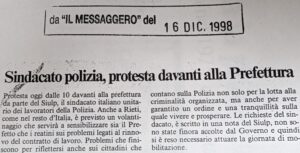 Scopri di più sull'articolo Sindacato polizia, protesta davanti alla Prefettura (Il Messaggero)