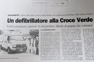 Scopri di più sull'articolo Un defibrillatore alla Croce Verde (Il Tempo)