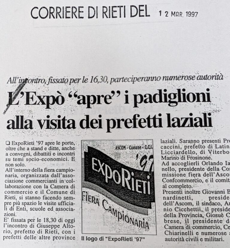 Scopri di più sull'articolo L’Expò “apre” i padiglioni alla visita dei prefetti laziali (Corriere di Rieti)