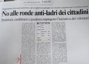 Scopri di più sull'articolo No alle ronde anti-ladri dei cittadini (Il Messaggero)