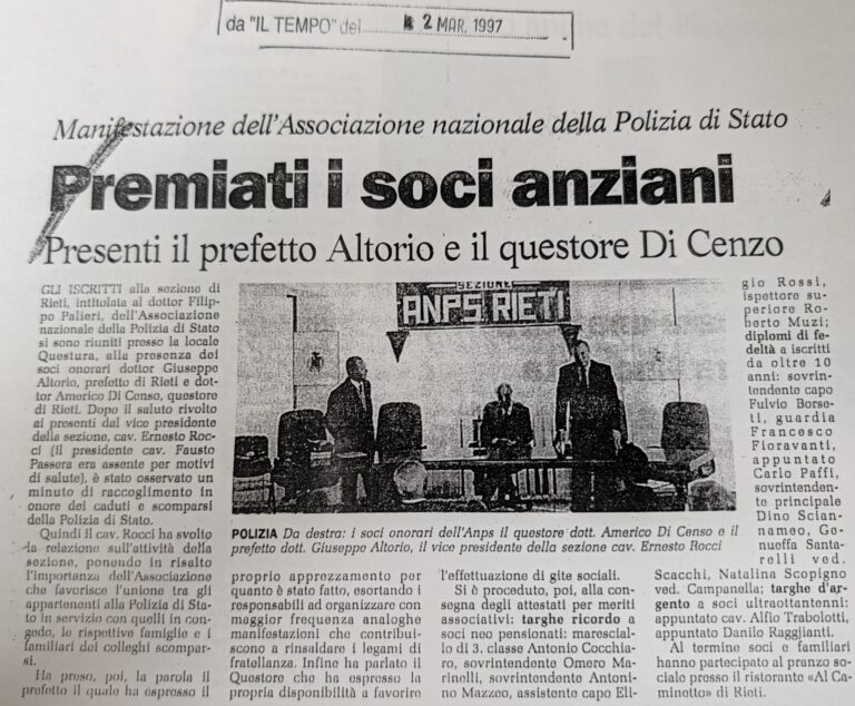 Scopri di più sull'articolo Premiati i soci anziani (Il Tempo)