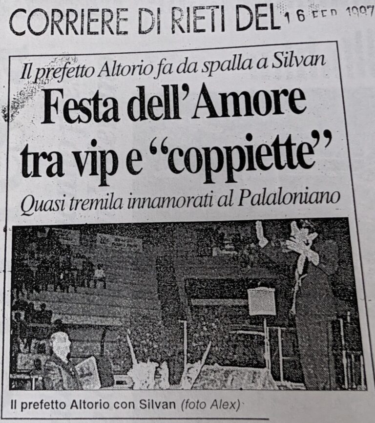 Scopri di più sull'articolo Festa dell’Amore tra vip e “coppiette” (Corriere di Rieti)