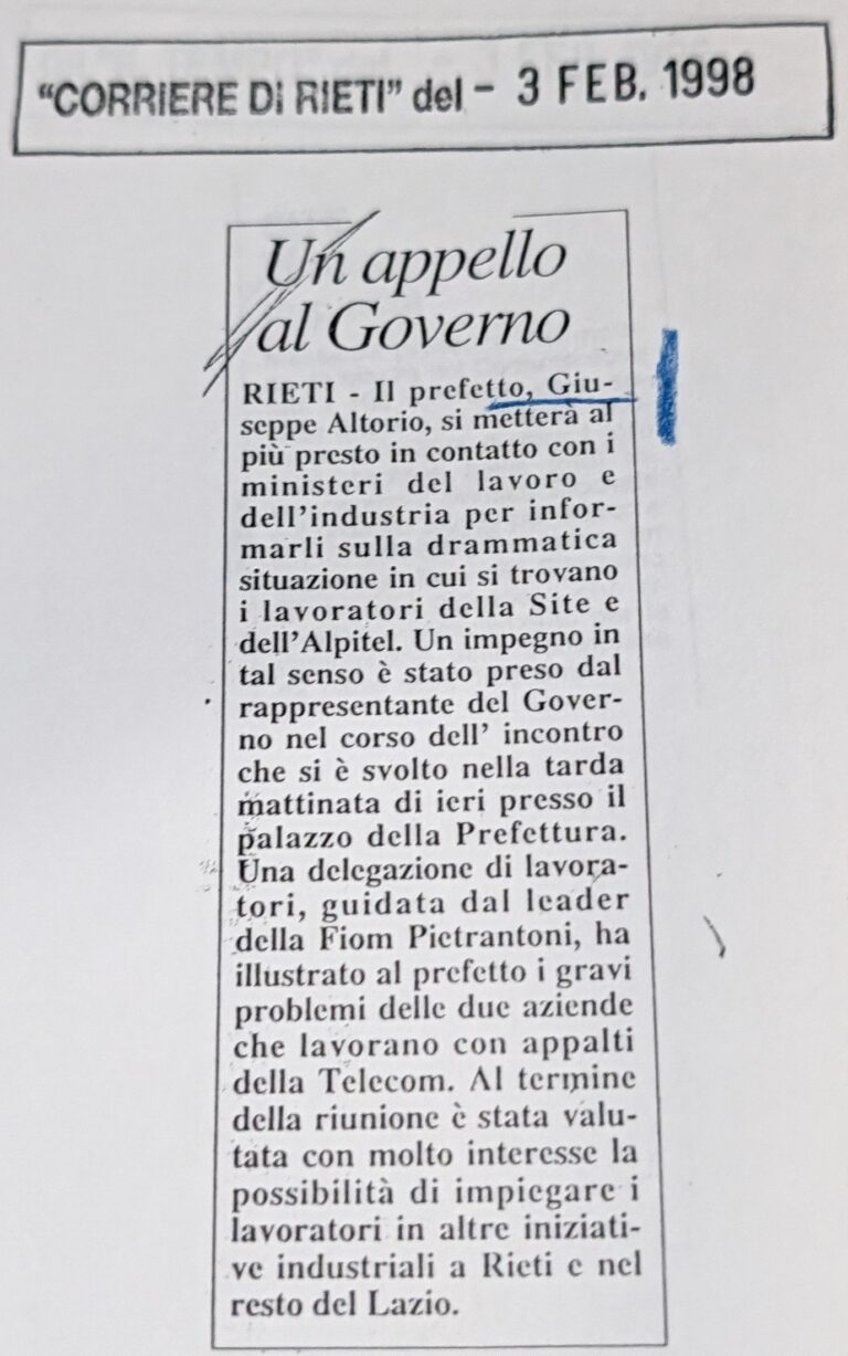 Scopri di più sull'articolo Un appello al Governo (Corriere di Rieti)