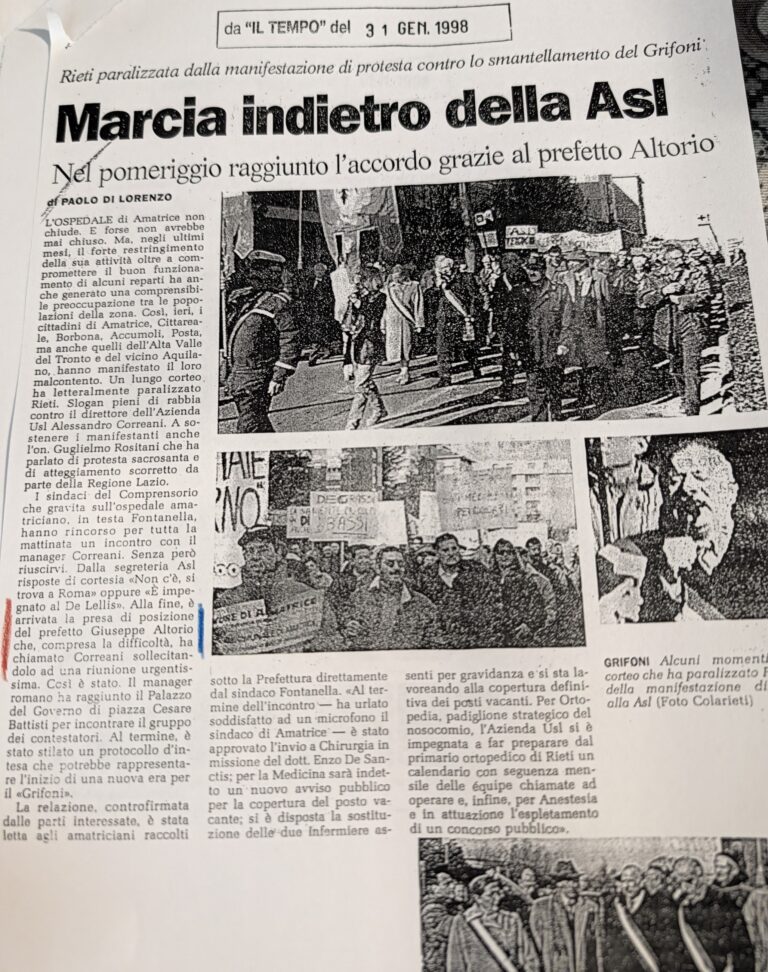 Scopri di più sull'articolo Marcia indietro della Asl (Il Tempo)