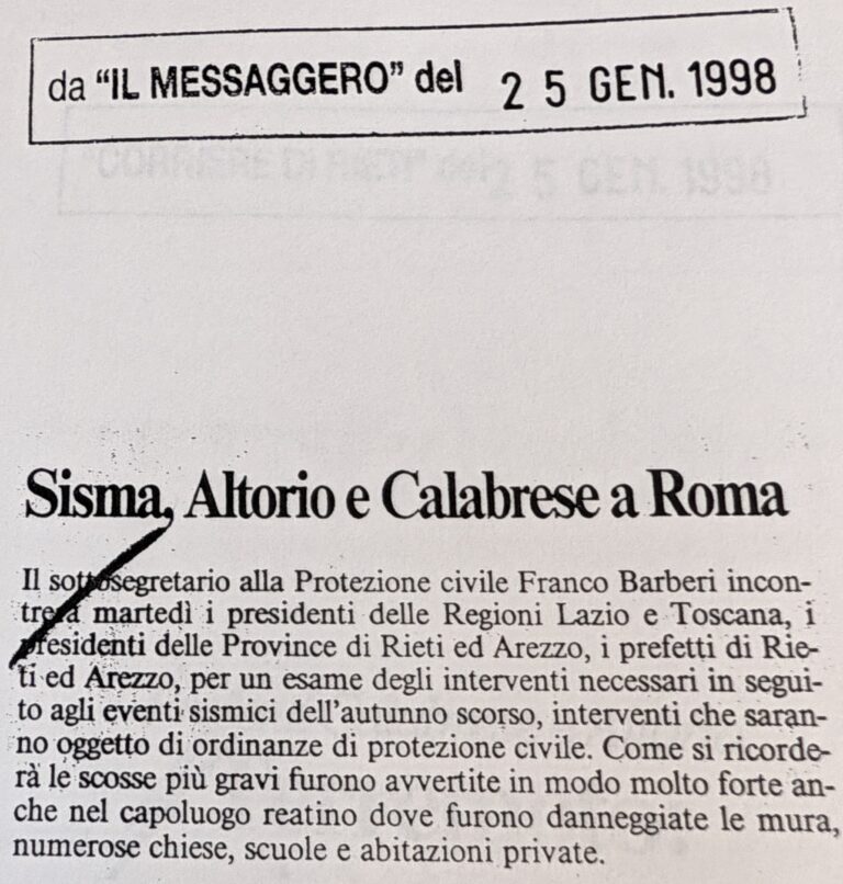Scopri di più sull'articolo Sisma, Altorio e Calabrese a Roma (Il Messaggero)