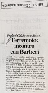 Scopri di più sull'articolo Terremoto: incontro con Barberi (Corriere di Rieti)