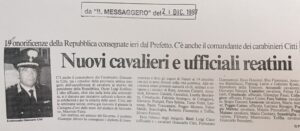 Scopri di più sull'articolo Nuovi cavalieri e ufficiali reatini (Il Messaggero)