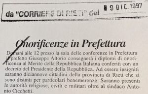 Scopri di più sull'articolo Onorificenze in Prefettura (Corriere di Rieti)