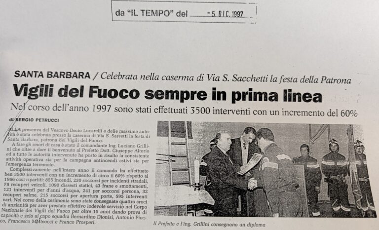 Scopri di più sull'articolo Vigili del Fuoco sempre in prima linea (Il Tempo)