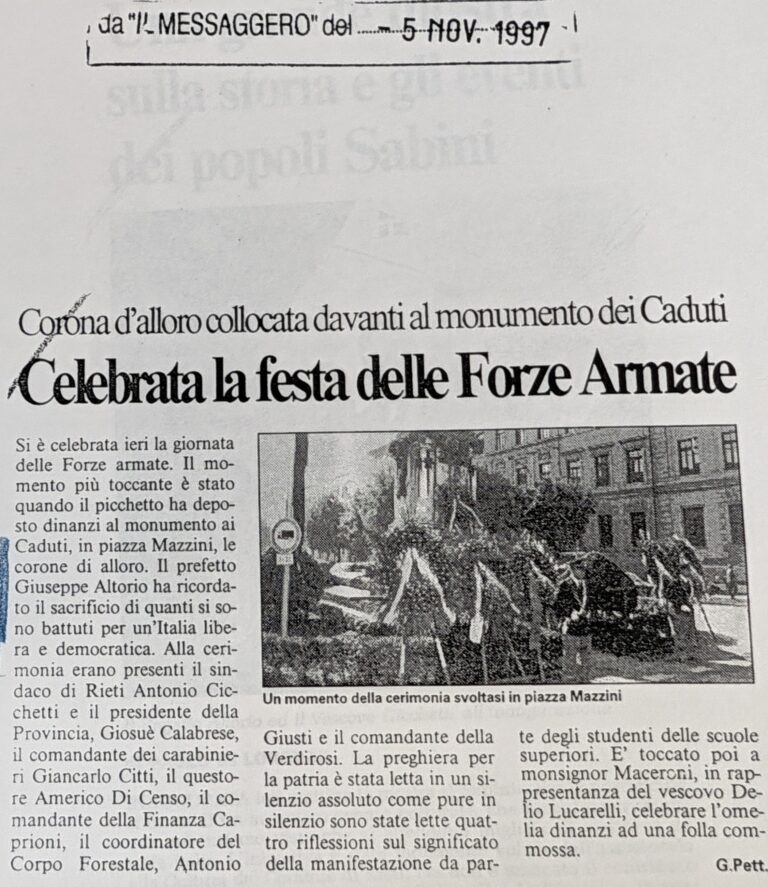 Scopri di più sull'articolo Celebrata la festa delle Forze Armate (Il Messaggero)