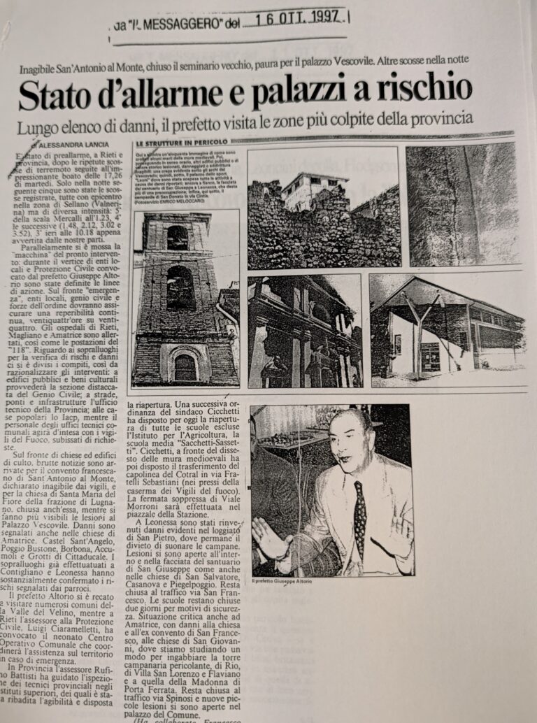 Scopri di più sull'articolo Stato d’allarme e palazzi a rischio (Il Messaggero)