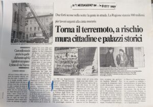 Scopri di più sull'articolo Torna il terremoto, a rischio mura cittadine e palazzi storici (Il Messaggero)