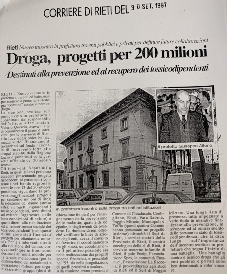 Scopri di più sull'articolo Droga, progetti per 200 milioni (Corriere di Rieti)