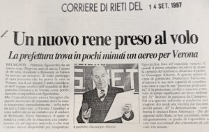 Scopri di più sull'articolo Un nuovo rene preso al volo (Corriere di Rieti)